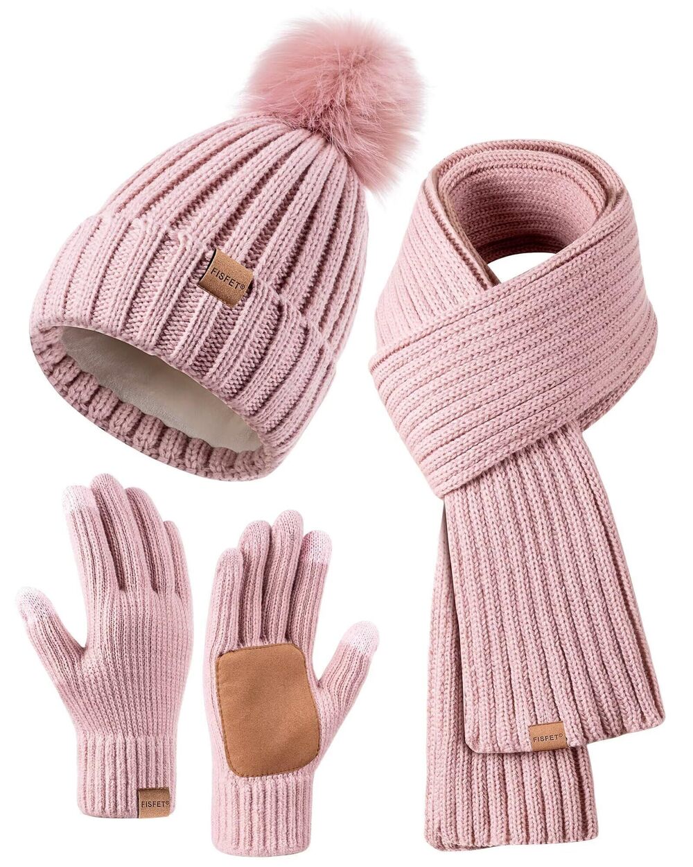 3789 Winter Beanie Hat Scarf Gloves Set , Winter Hats Fleece Lined Warm